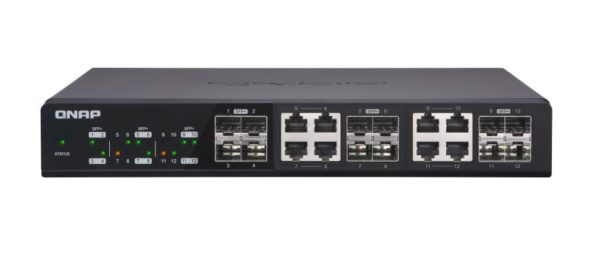 QNAP Twelve 10GbE SFP+ ports with shared eight 10GBASE-T ports unmanage switch