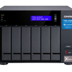 QNAP TVS-672XT-I3-8G 6 Bay NAS ntel® Core™ i3-8100T 4-core 3.1 GHz 8GB DDR4 Hot-swappable 2xM.2 2280 PCIe 2xGbE 1x10GBase-T 2xThunderbolt 3 1x3.2USB