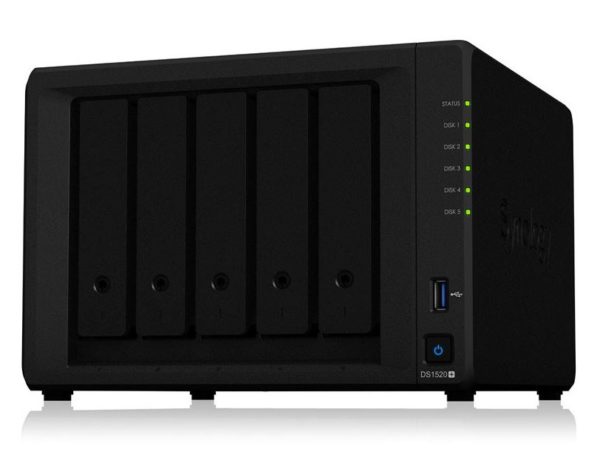 Synology DiskStation DS1520+ 5 Bay NAS Intel Celeron J4125 4-core 2.0 GHz 8 GB DDR4 Hot swappable 4x1GbE RJ-45 2xUSB 3.0 3yrs wty