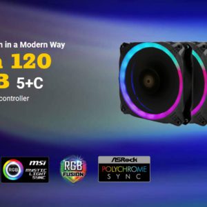Antec Prizm 120mm ARGB Fan. 5+C 5 in 1 Pack with 5x 12CM RGB Dual Ring Outer Fan - PWM Fans and 1x Fan Controller. 2 Years Warranty