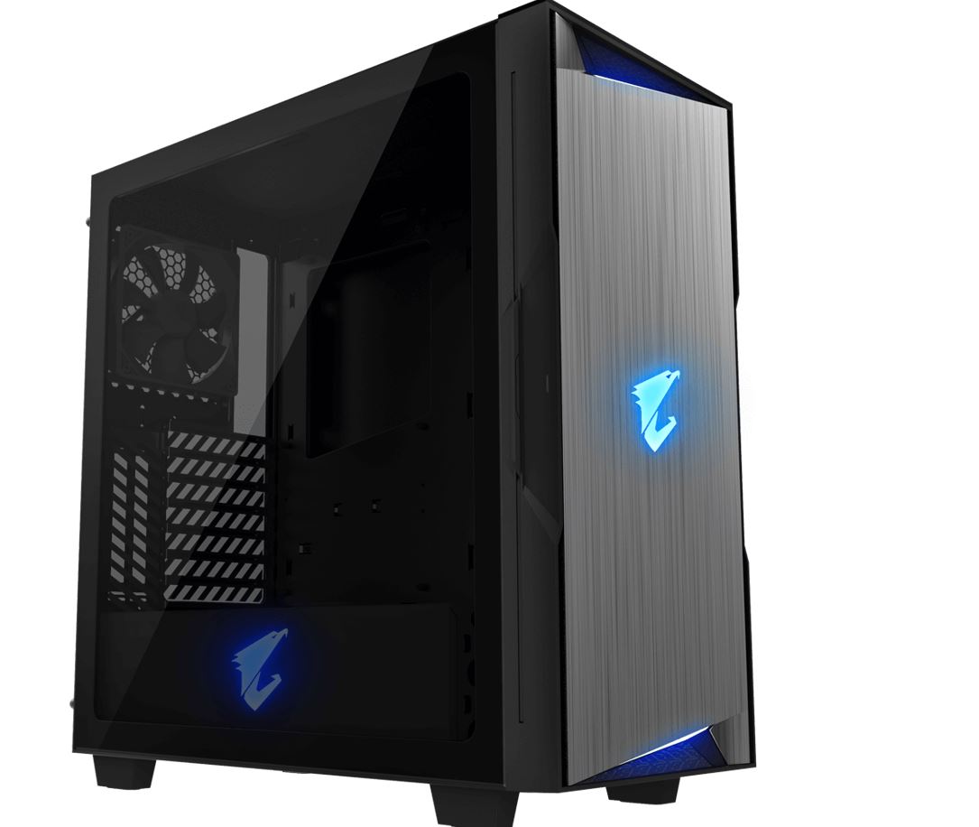 Gigabyte AORUS AC300G Tempered Glass ATX Mid-Tower PC Gaming Case 2x3.5' 3x2.5' RGB Detachable Dust Filter Liquid Cooling Compatible PSU Shroud HDMI