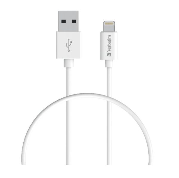 (LS) Verbatim Charge & Sync Lightning Cable 1m - White--Lightning to USB A