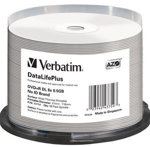 Verbatim DVD+R Doubel Layer  8.5GB Capacity/ Speed 50 Pack Spindle  Wide Thermal Print 8X