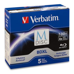 Verbatim M DISC BDXL 100GB 4X with Branded Surface – 5pk Jewel Case Box (LS)