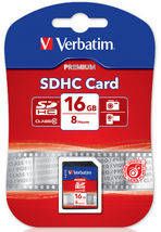 Verbatim SDHC 16GB (Class 10) Up to 45MB/Sec 300X read speed