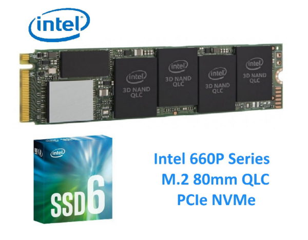 Intel 660P NVMe PCIe M.2 SSD 512GB 3D2 QLC 1500R/1000W MB/s 90K/220K IOPS 1.6 Million Hours MTBF Solid State Drive 5yrs Wty