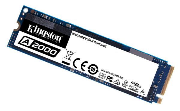 Kingston A2000 250GB M.2 NVMe PCIe SSD - 2000/1100MB/s 150/180K IOPS 150TBW XTS-AES 256-bit Encryption 2M hrs MTBF 5yr wty