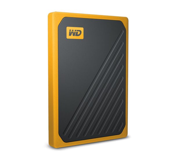 WD My Passport Go 1TB External Portable SSD 400 MB/s USB3.0 Tough Durable Drop Resistant Built-in Cable Amber Yellow for PC Mac 3yrs