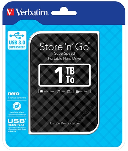 Verbatim 1TB 2.5' USB 3.0 Black Store'n'Go HDD Grid Design  (BUY 10 GET 1 FREE)