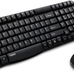 RAPOO X1800S 2.4GHz Wireless Optical Keyboard Mouse Combo Black - 1000DPI Nano Receiver 12m Battery (Black)