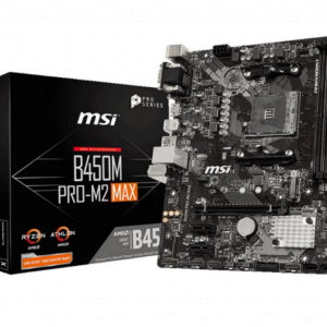 MSI B450M PRO-M2 MAX AMD M-ATX Motherboard AM4 Ryzen 2xDDR4 3xPCIE 1xM.2 6xUSB3.2 6xUSB2.0 1xDVI-D 1xVGA 1xHDMI