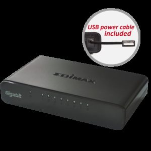 Edimax ES-5800G V3 8-Port 10/100/1000 Mbps Gigabit Switch SOHO MDI/MDI-X Cross Over Detection & Auto Correction REQUIRES 1A Current-USB Adapt NOT INCL