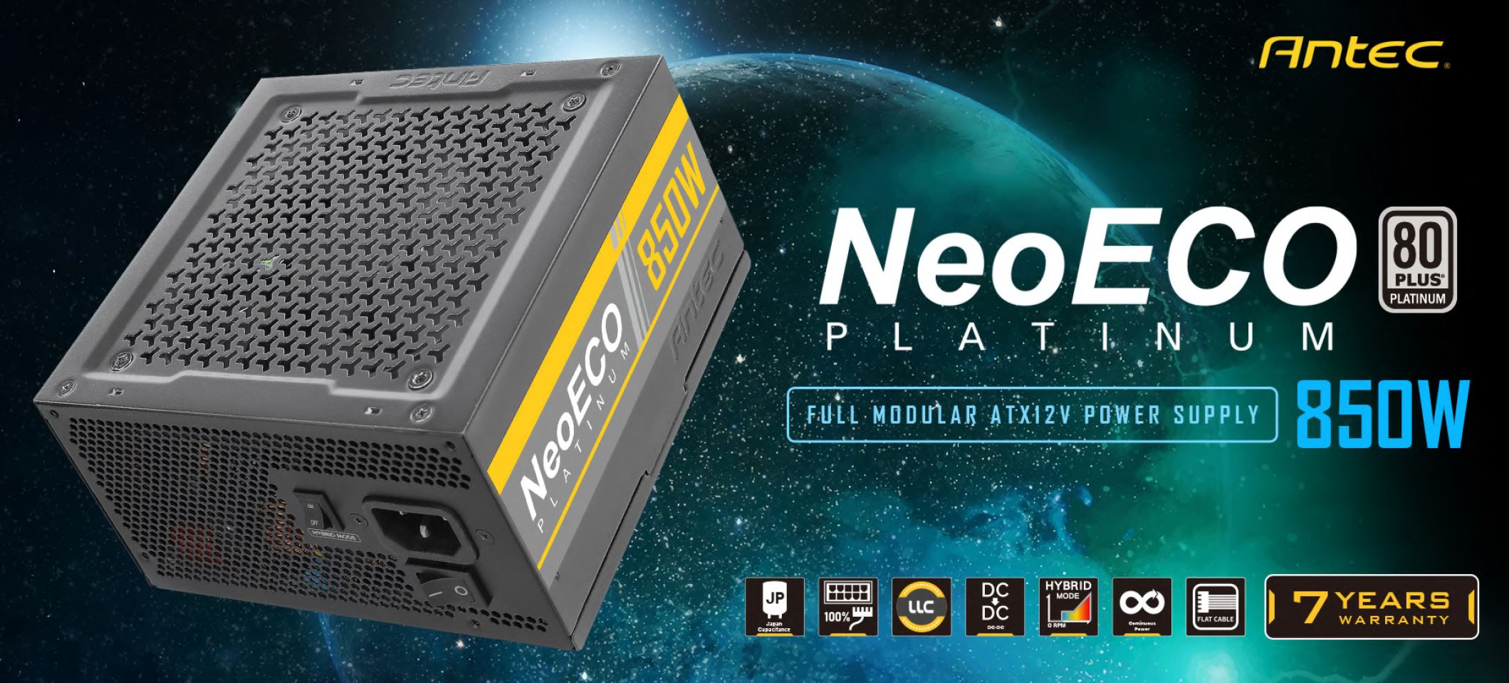 Antec NEP 850W 80+ Platinum, Fully Modular, Zero RPM, 28(18+10