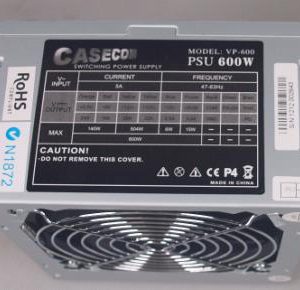 Casecom 600W 120mm FAN PCIE 6+2 pins  ATX PSU 2 Years Warranty