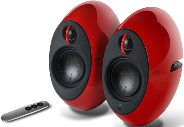 Edifier E25HD LUNA HD Bluetooth Speakers Red - BT 4.0/3.5mm AUX/Optical DSP/ 74W Speakers/ Curved design/Dual 2x3 Passive Bass/Wireless Remote (LS)