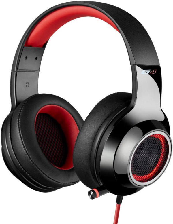 Edifier V4 (G4) 7.1 Virtual Surround Sound USB Gaming Headset Red - V7.1 Surround Sound/ Retractable Mic/LED Lights Mesh/Headphones/Gaming/PC (LS)