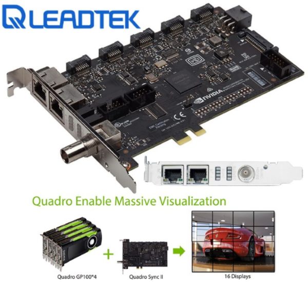 Leadtek nVidia Quadro SYNC II Card to connects up to 32 4K Synchronized Displays for GP100 P4000 P5000 P6000 Project Overlay & Stereoscopic Display