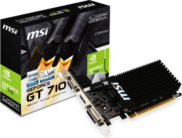 MSI nVidia Geforce GT 710 1GB LP Low Profile VGA Card GDDR3 2560x1600 1xHDMI 1xDVI PCIE2.0x16 954 MHz Core