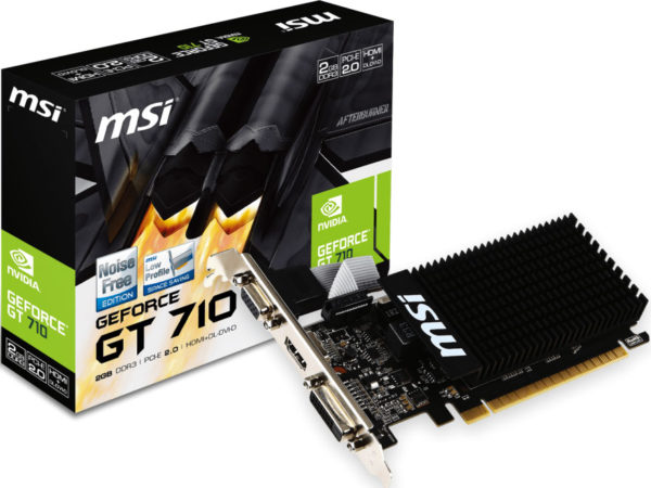 MSI nVidia Geforce GT 710 2GB LP Low Profile VGA CARD GDDR3 2560x1600 1xHDMI 1xDVI PCIE2.0x16 954 MHz Core