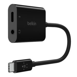 Belkin RockStar 3.5mm Audio + USB-C Charge Adapter - Black(NPA004btBK)