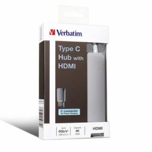 Verbatim 65282 Type C Hub with HDMI, 2 x USB3.0, Grey