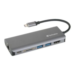 Verbatim 65628 Type C Dual Hub with HDMI, RJ45, SD, 2x USB3.0 - Silver