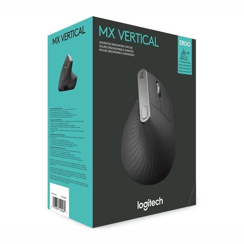 Logitech 910-005449 MX Vertical Advanced Ergonomic Mouse, Wireless and Bluetooth