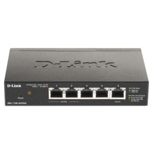 D-Link DGS-1100-05PDV2 5-Port Gigabit PoE-Powered Smart Switch 2 PoE pass-throug