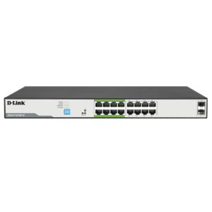 D-Link DGS-F1018P-E 18-Port Gigabit PoE Switch, 16 PoE+ Ports, 2 uplink